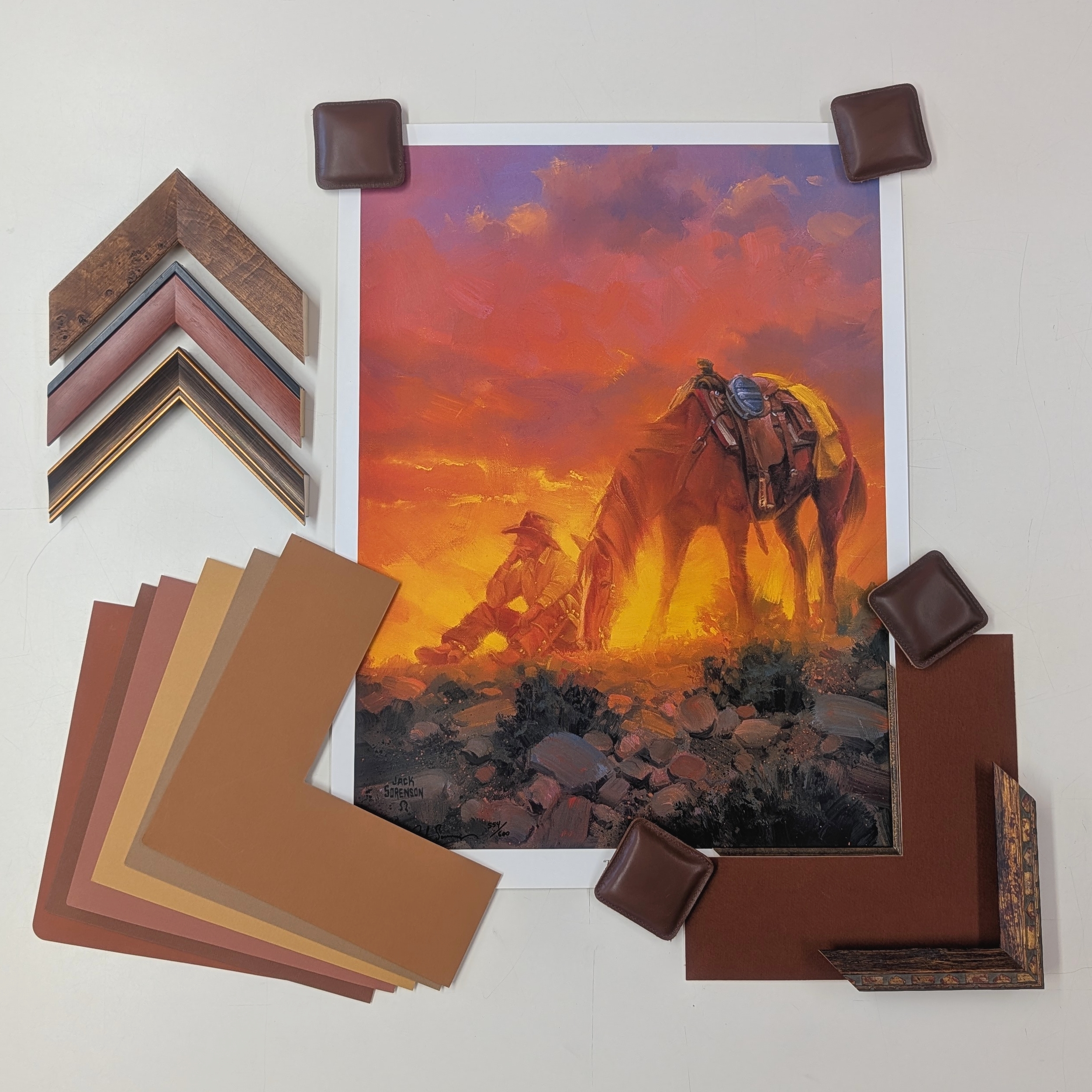 artwork with mat and frame samples